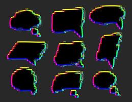 Set of vector glitch speech bubbles.