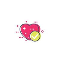 heart and tick icon vector