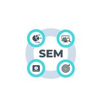 SEM, search engine marketing vector infographics on white