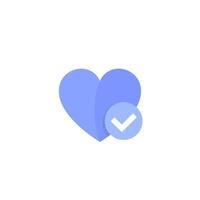 heart and tick icon in blue color vector