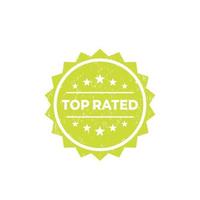 Top rated vector badge, label