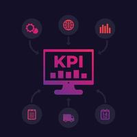 Ilustración de vector de kpi, indicador clave de rendimiento