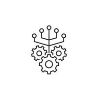 Integration vector line icon with gears