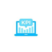 icono de vector de kpi con laptop y análisis
