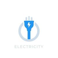 icono de vector de electricidad con enchufe eléctrico