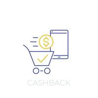 cashback offer vector line icon