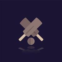 cricket bats and ball, vector icon