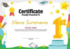 multi purpose school diploma template muslim kids awards graduation with medal vector