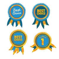 gold and blue best choice the first award medal set vector