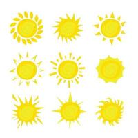 Variety of sun icons set vector