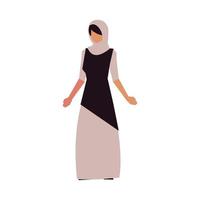 mujer en un hijab árabe carácter permanente icono aislado vector