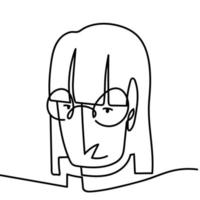 hipster man wearing glasses continuous line, isolated design vector