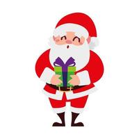 christmas santa claus with green gift cartoon character vector