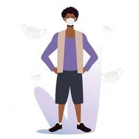 man wearing medical mask to prevent disease covid 19 vector