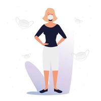 woman in medical mask protection disease covid 19 vector