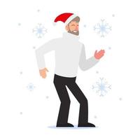 christmas people, bearded man with santa hat season winter celebration vector