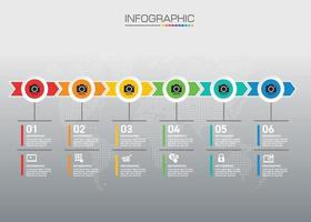 gráfico infográfico con concepto de negocio, se pueden utilizar 6 opciones para el concepto de negocio con 6 pasos. vector