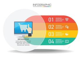 diseño de infografías Se pueden utilizar 4 pasos con iconos de marketing para el diseño de flujo de trabajo, diagrama, informe anual, diseño web. vector