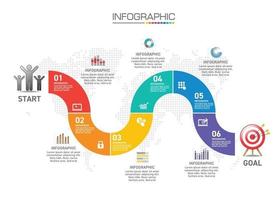 Infographic chart with business concept, 6 options can be used for business concept with 6 steps. vector