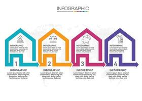 gráfico infográfico con concepto de compra, se pueden utilizar 5 opciones para el concepto de negocio con 5 pasos. vector