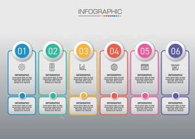 gráfico infográfico con concepto de negocio, se pueden utilizar 6 opciones para el concepto de negocio con 6 pasos. vector