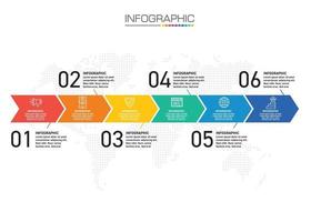 concepto de infografía de proceso de compra online con 6 pasos. vector