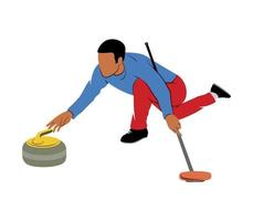 el juego de curling en una ilustración de vector de fondo blanco