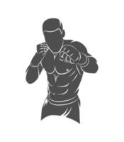Silueta de luchador de artes marciales mixtas sobre un fondo blanco ilustración vectorial vector