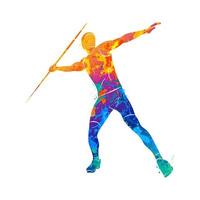 Abstract Javelin Thrower from splash of watercolors Vector illustration of paints