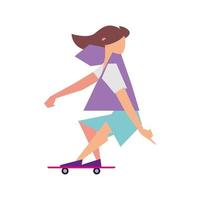 hipster man in skateboard activity sport lifestyle outdoor vector