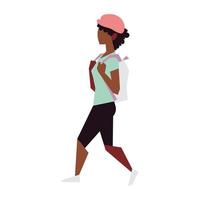 young woman walking with backpack activity leisure or recreation outdoor vector