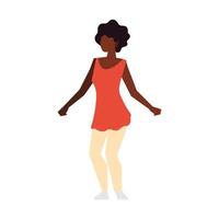 mujer afroamericana de pie personaje icono aislado vector