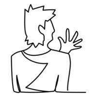 back view man showing hand continuous line style vector