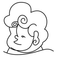 little boy with curly hair, continuous line style vector