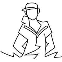 man fashion wearing sport cap, continuous line style vector