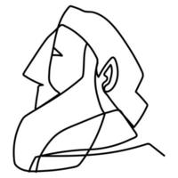 senior man with beard profile, continuous line style vector