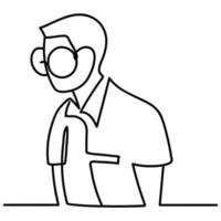 nerd man with glasses portrait continuous line style vector