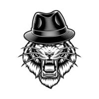 ilustración vectorial de un tigre con sombrero vector