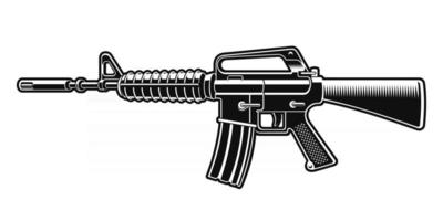 Black and white vector illustration of the M16 rifle