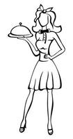 una camarera delgada sosteniendo una bandeja