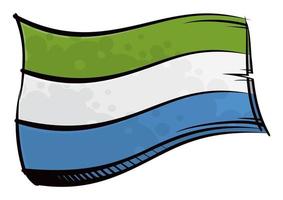 Painted Sierra Leone flag waving in wind vector
