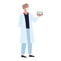 doctor with chemical flasks vector