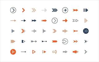 set of arrow icons, objects, direction vector
