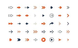 set of arrow icons, objects, direction vector