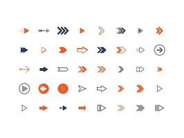 set of arrow icons, objects, direction vector