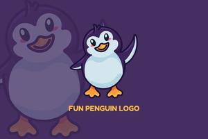 pingüino divertido animal aleteando con ala logo vector