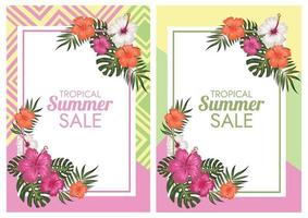 beautiful florals tropical style posters vector