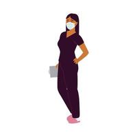 nurse with medical mask vector