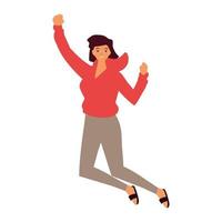 young woman celebrating and jumping on white background vector