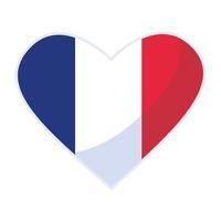 french flag in shaped heart vector